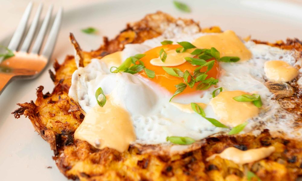 Potato Waffles with Lemon & Sriracha Dipping Sauce