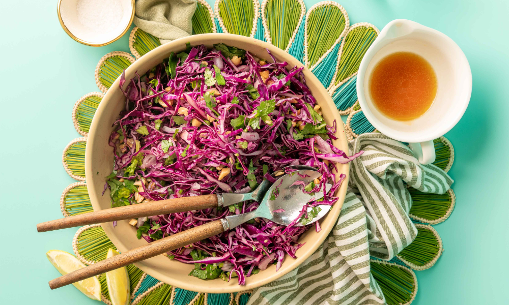 Red Cabbage, Lime & Peanut Slaw with Egmont Manuka Honey dressing