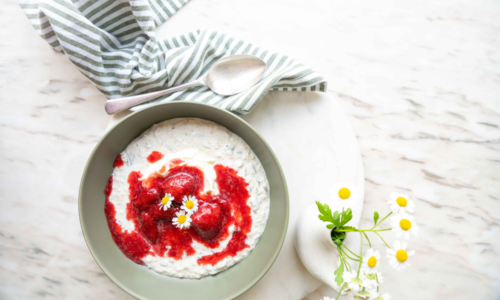 Egmont Honey Overnight Oats with Strawberry Compote